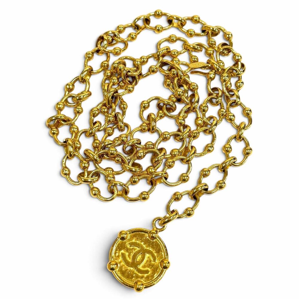 CHANEL Vintage 23 Coco Mark Chain Belt Gold Made in France Women's